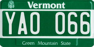VT license plate YAO066