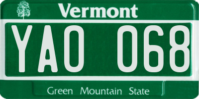 VT license plate YAO068