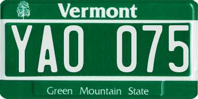 VT license plate YAO075