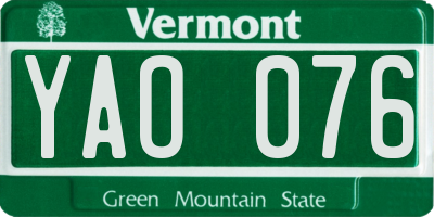 VT license plate YAO076