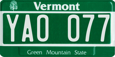 VT license plate YAO077