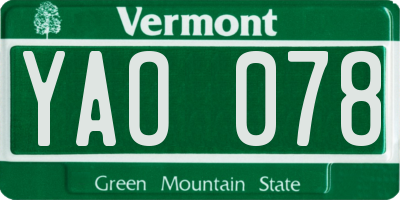 VT license plate YAO078