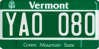 VT license plate YAO080