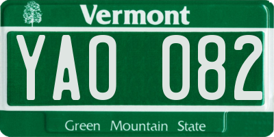 VT license plate YAO082
