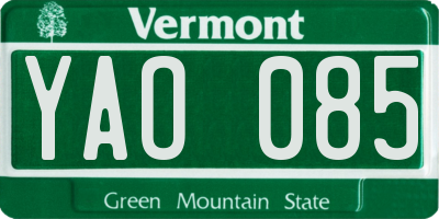 VT license plate YAO085