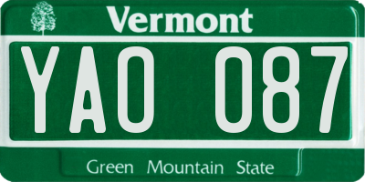 VT license plate YAO087