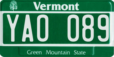VT license plate YAO089