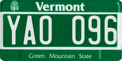 VT license plate YAO096