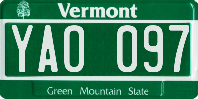 VT license plate YAO097