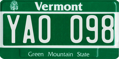 VT license plate YAO098