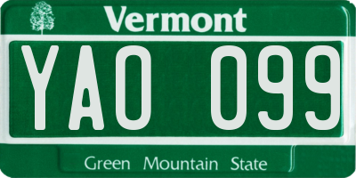 VT license plate YAO099