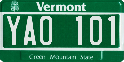 VT license plate YAO101