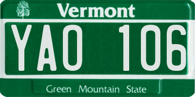 VT license plate YAO106