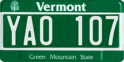 VT license plate YAO107