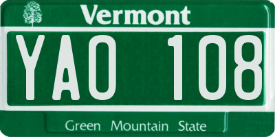 VT license plate YAO108