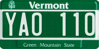 VT license plate YAO110
