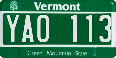 VT license plate YAO113