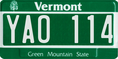 VT license plate YAO114