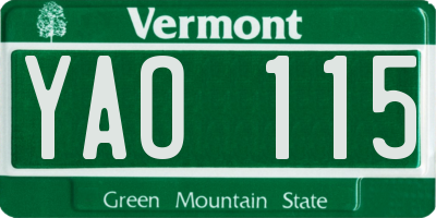 VT license plate YAO115
