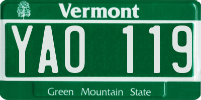 VT license plate YAO119