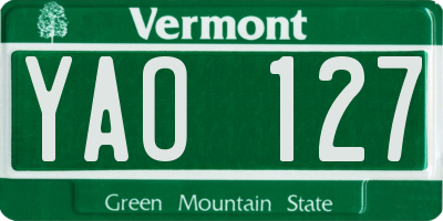 VT license plate YAO127