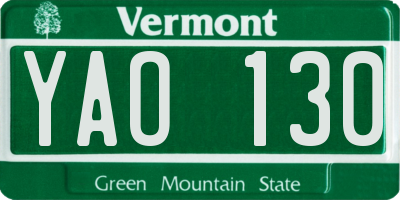 VT license plate YAO130