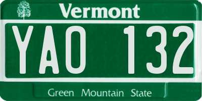 VT license plate YAO132