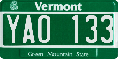 VT license plate YAO133