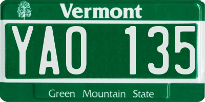 VT license plate YAO135