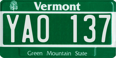 VT license plate YAO137