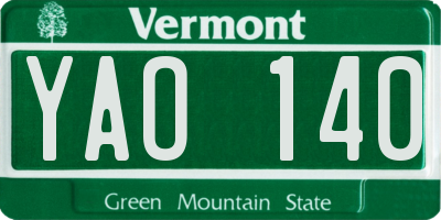 VT license plate YAO140
