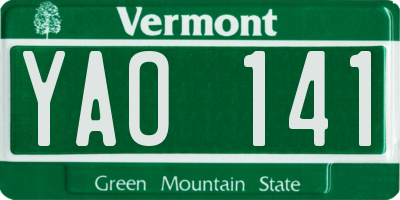 VT license plate YAO141