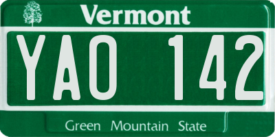 VT license plate YAO142
