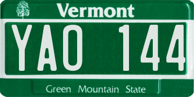 VT license plate YAO144