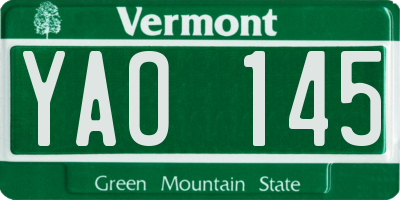 VT license plate YAO145