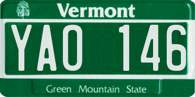 VT license plate YAO146