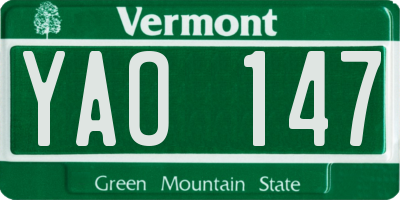 VT license plate YAO147