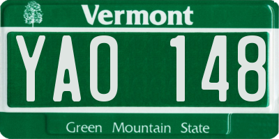 VT license plate YAO148