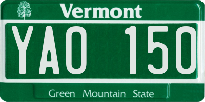 VT license plate YAO150