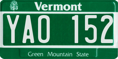 VT license plate YAO152