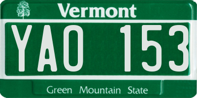 VT license plate YAO153