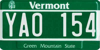 VT license plate YAO154