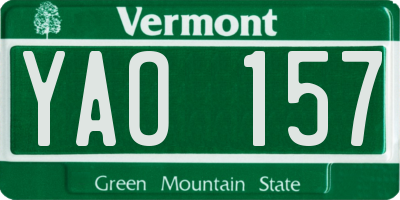 VT license plate YAO157