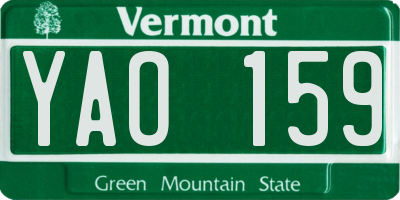 VT license plate YAO159