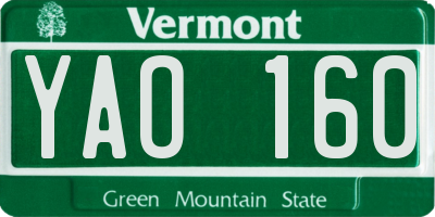 VT license plate YAO160