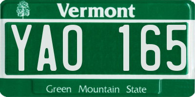 VT license plate YAO165