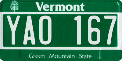 VT license plate YAO167