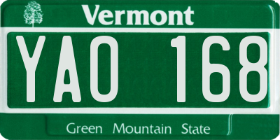 VT license plate YAO168
