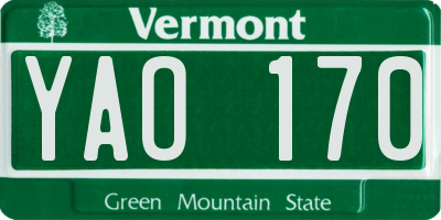 VT license plate YAO170
