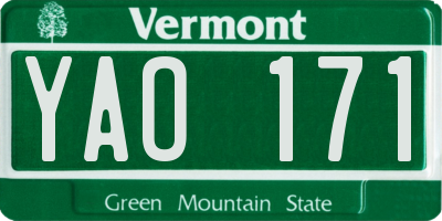 VT license plate YAO171